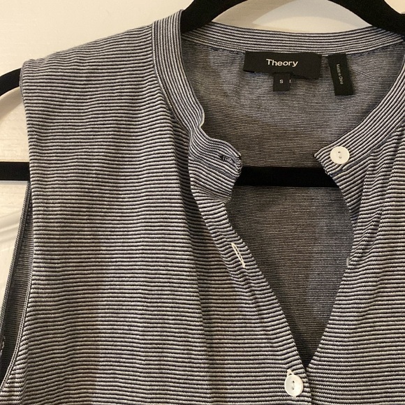 Theory | Sleeveless Striped Vest Top | Blue and White Stripes | Size Small - Picture 2 of 6